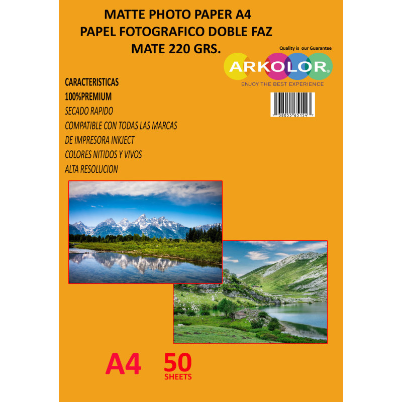 PAPEL FOTOGRAFICO DOBLE FAZ MATE 220 grs