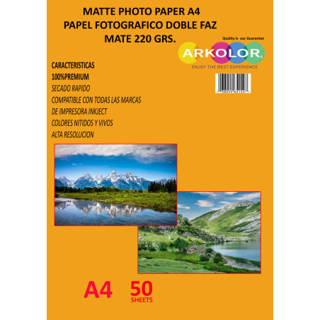 PAPEL FOTOGRAFICO DOBLE FAZ MATE 220 grs